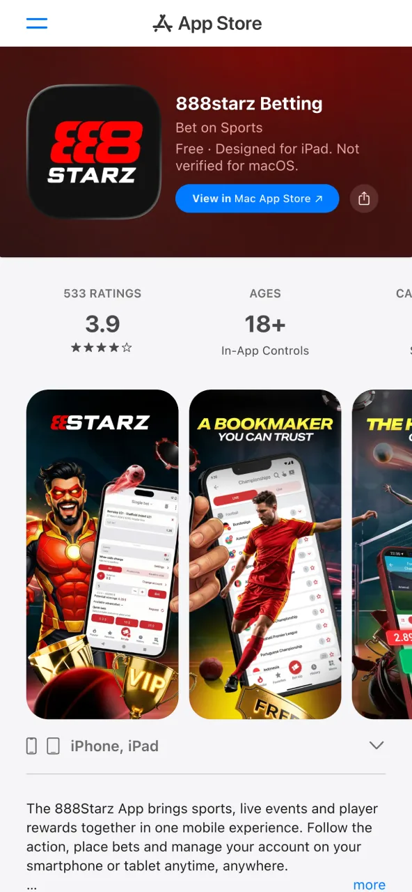 عبر 888starz يتم توجيهك إلى صفحة التنزيل الرسمية.